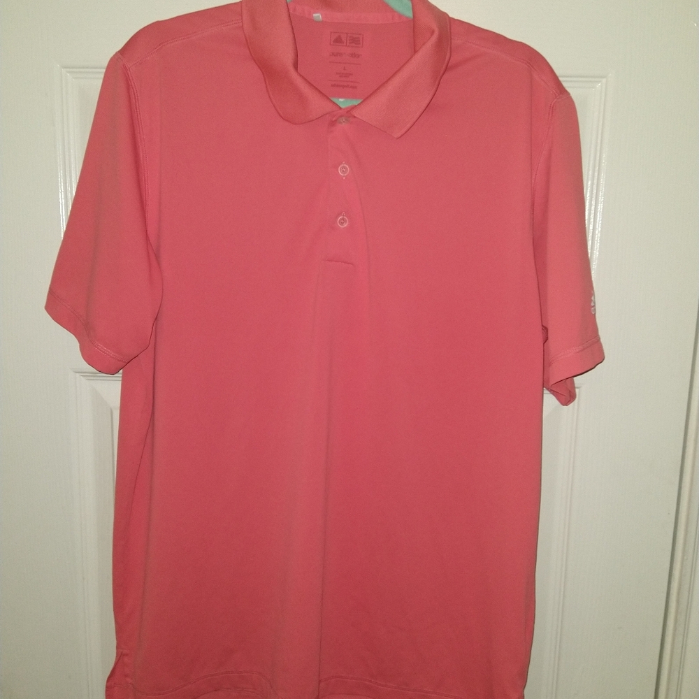 Adidas Golf Puremotion Orange Polo Shirt Men's sz Large.